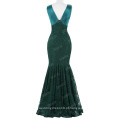 Starzz 2016 sem mangas V-pescoço V-Back Dark Green Long Mermaid Lace formal vestidos de noite de Dubai ST000084-3